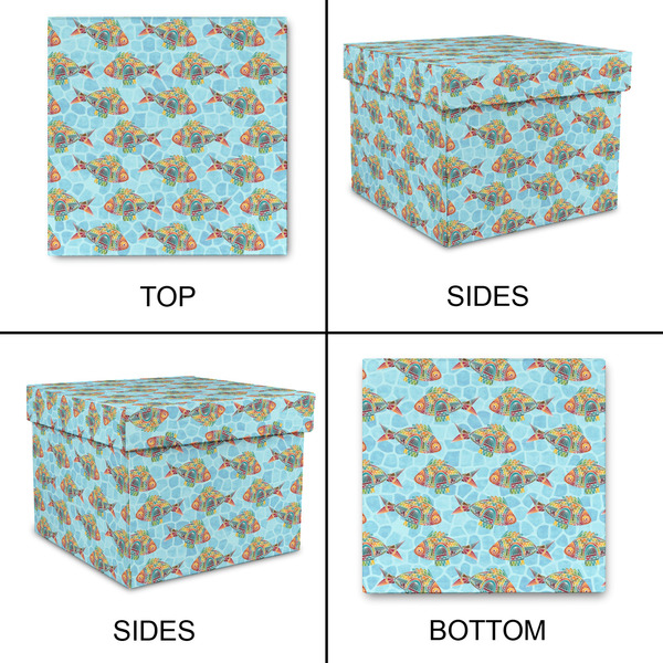 Mosaic Fish Gift Boxes with Lid - Canvas Wrapped - Small - Approval