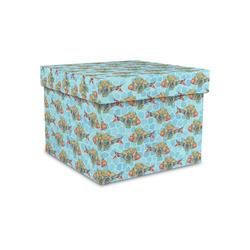 Mosaic Fish Gift Box with Lid - Canvas Wrapped - Small