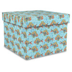 Mosaic Fish Gift Box with Lid - Canvas Wrapped - XX-Large