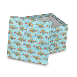 Mosaic Fish Gift Box with Lid - Canvas Wrapped