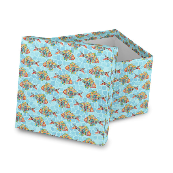 Custom Mosaic Fish Gift Box with Lid - Canvas Wrapped