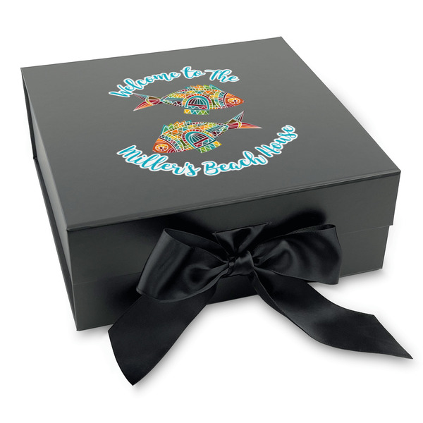 Custom Mosaic Fish Gift Box with Magnetic Lid - Black