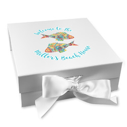 Mosaic Fish Gift Box with Magnetic Lid - White
