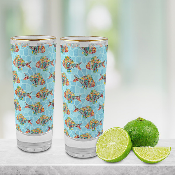Mosaic Fish Glass Shot Glass - 2 oz - LIFESTYLE