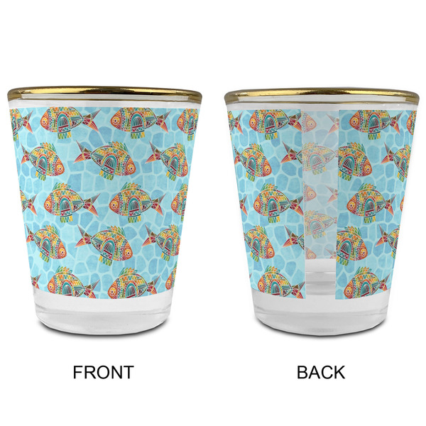 Mosaic Fish Glass Shot Glass - with gold rim - APPROVAL