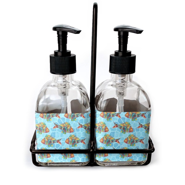 Custom Mosaic Fish Glass Soap & Lotion Bottles