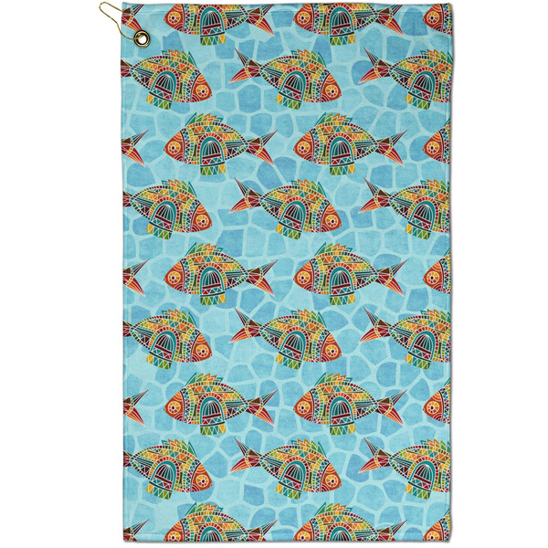 Custom Mosaic Fish Golf Towel - Poly-Cotton Blend - Small