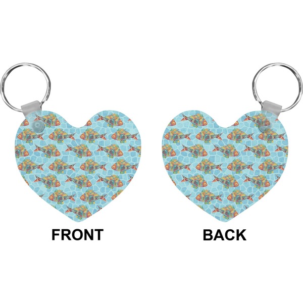 Colorful Fish Heart Keychain (Front + Back)