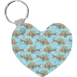 Mosaic Fish Heart Plastic Keychain