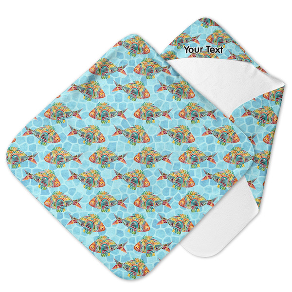 Custom Mosaic Fish Hooded Baby Towel