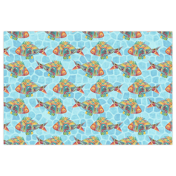 Mosaic Fish Indoor / Outdoor Rug - 4'x6' - Front Flat