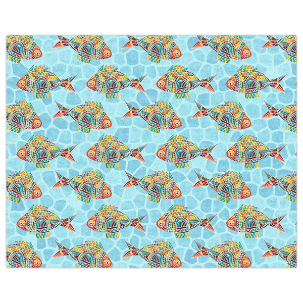 Mosaic Fish Indoor / Outdoor Rug - 8'x10' - Front Flat
