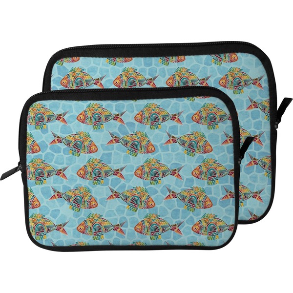 Mosaic Fish Laptop Sleeve (Size Comparison)