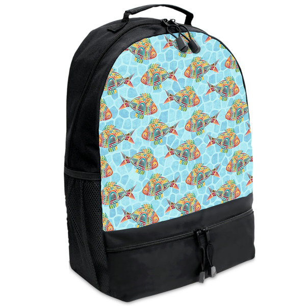 Custom Mosaic Fish Backpacks - Black