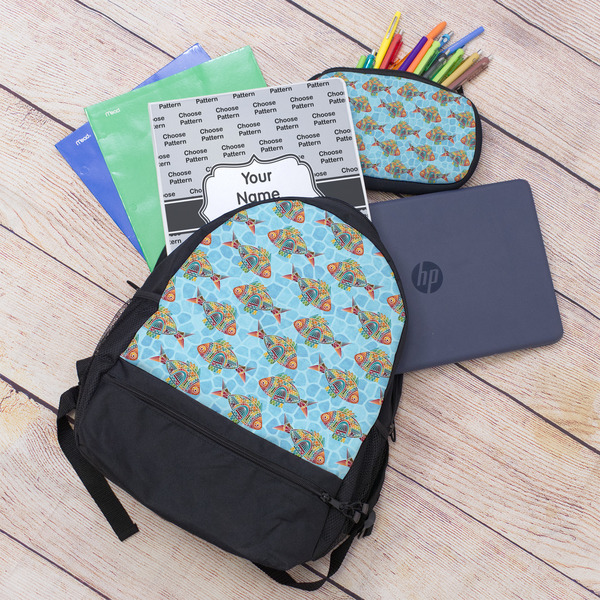 Mosaic Fish Large Backpack - Black - With Stuff