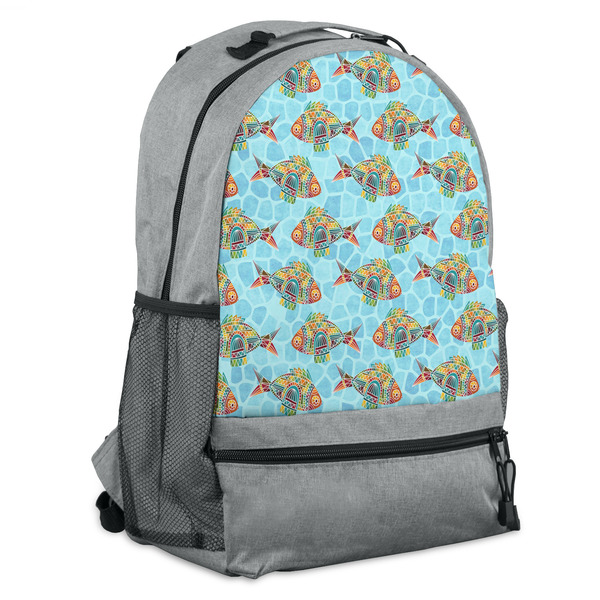 Custom Mosaic Fish Backpack - Grey