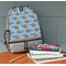 Mosaic Fish Large Backpack - Gray - On Desk