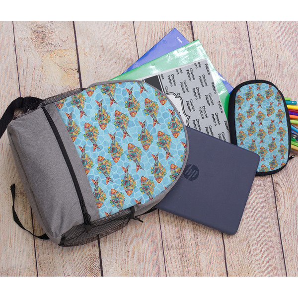 Mosaic Fish Large Backpack - Gray - With Stuff