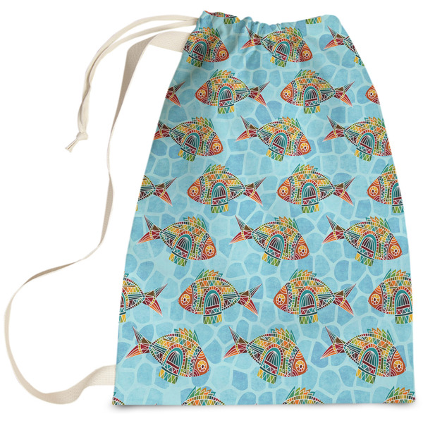 Custom Mosaic Fish Laundry Bag