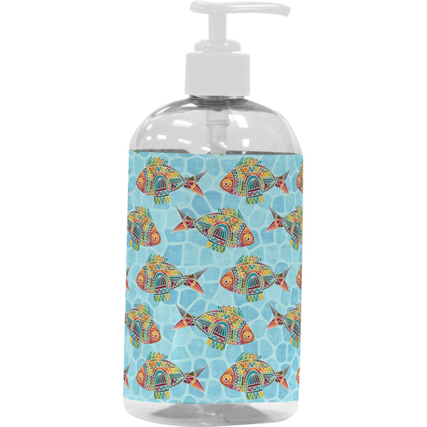 Custom Mosaic Fish Plastic Soap / Lotion Dispenser (16 oz - Large - White)