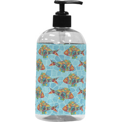 Mosaic Fish Plastic Soap / Lotion Dispenser (16 oz - Large - Black)