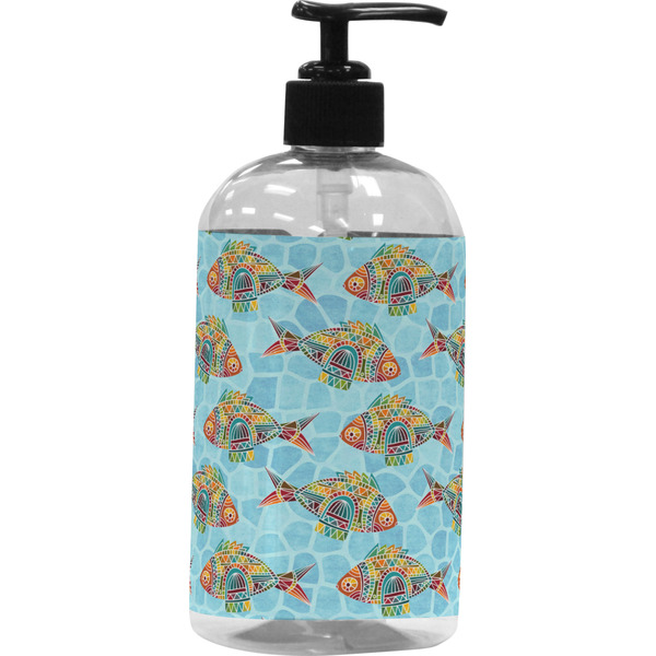 Custom Mosaic Fish Plastic Soap / Lotion Dispenser (16 oz - Large - Black)