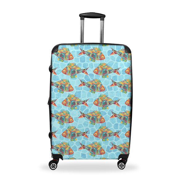 Custom Mosaic Fish Suitcase - 28" Large - Checked