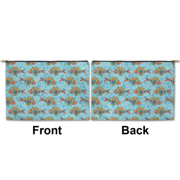 Mosaic Fish Large Zipper Pouch Approval (Front and Back)