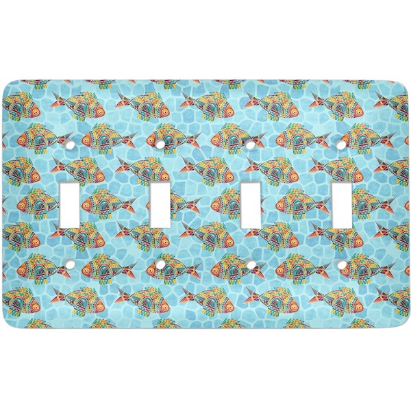 Custom Mosaic Fish Light Switch Cover (4 Toggle Plate)