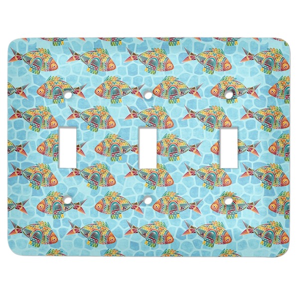 Custom Mosaic Fish Light Switch Cover (3 Toggle Plate)