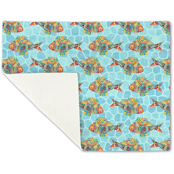 Mosaic Fish Linen Placemat - Folded Corner (single side)