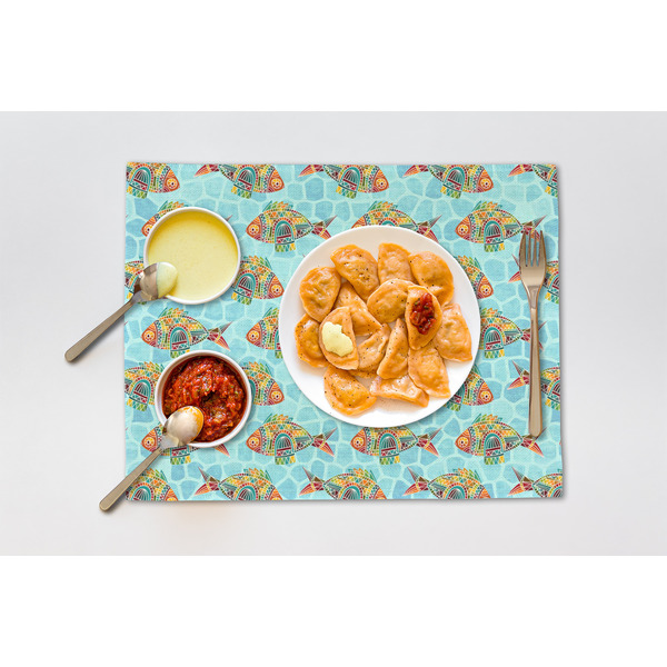 Mosaic Fish Linen Placemat - Lifestyle (single)