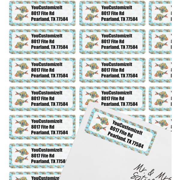 Mosaic Fish Mailing Label on Envelope - Multiple Labels