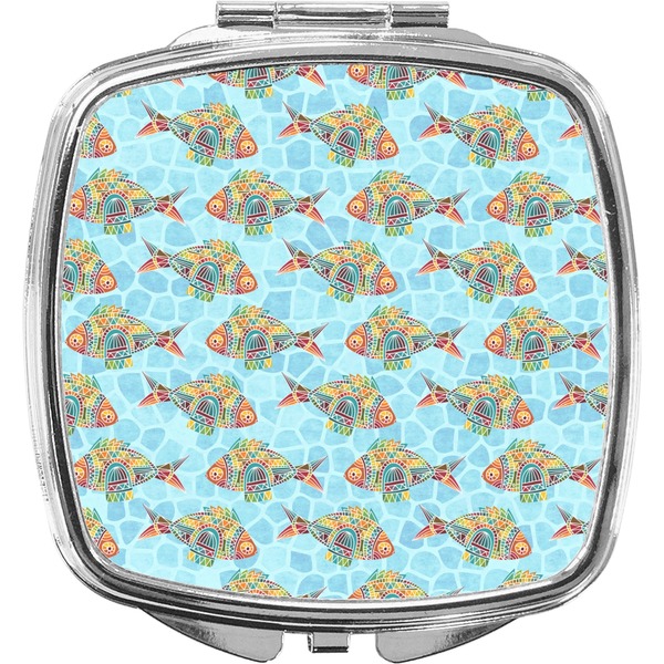 Custom Mosaic Fish Compact Makeup Mirror