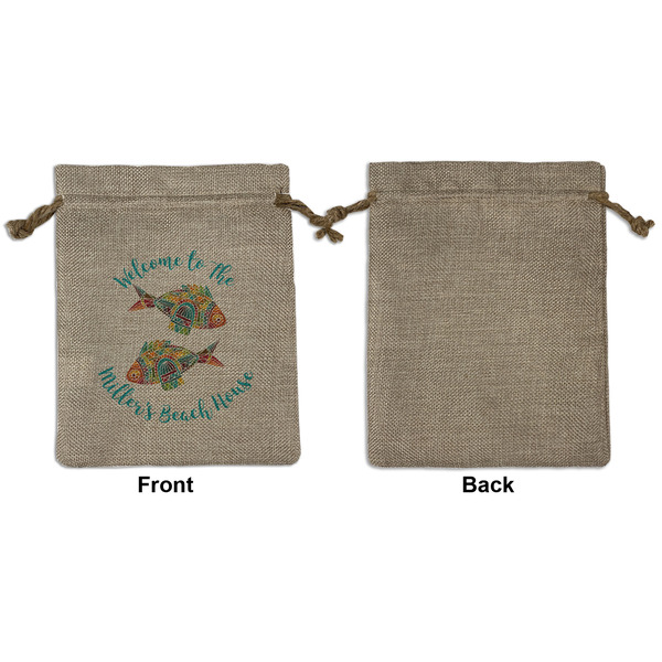 Mosaic Fish Medium Burlap Gift Bag - Front Approval