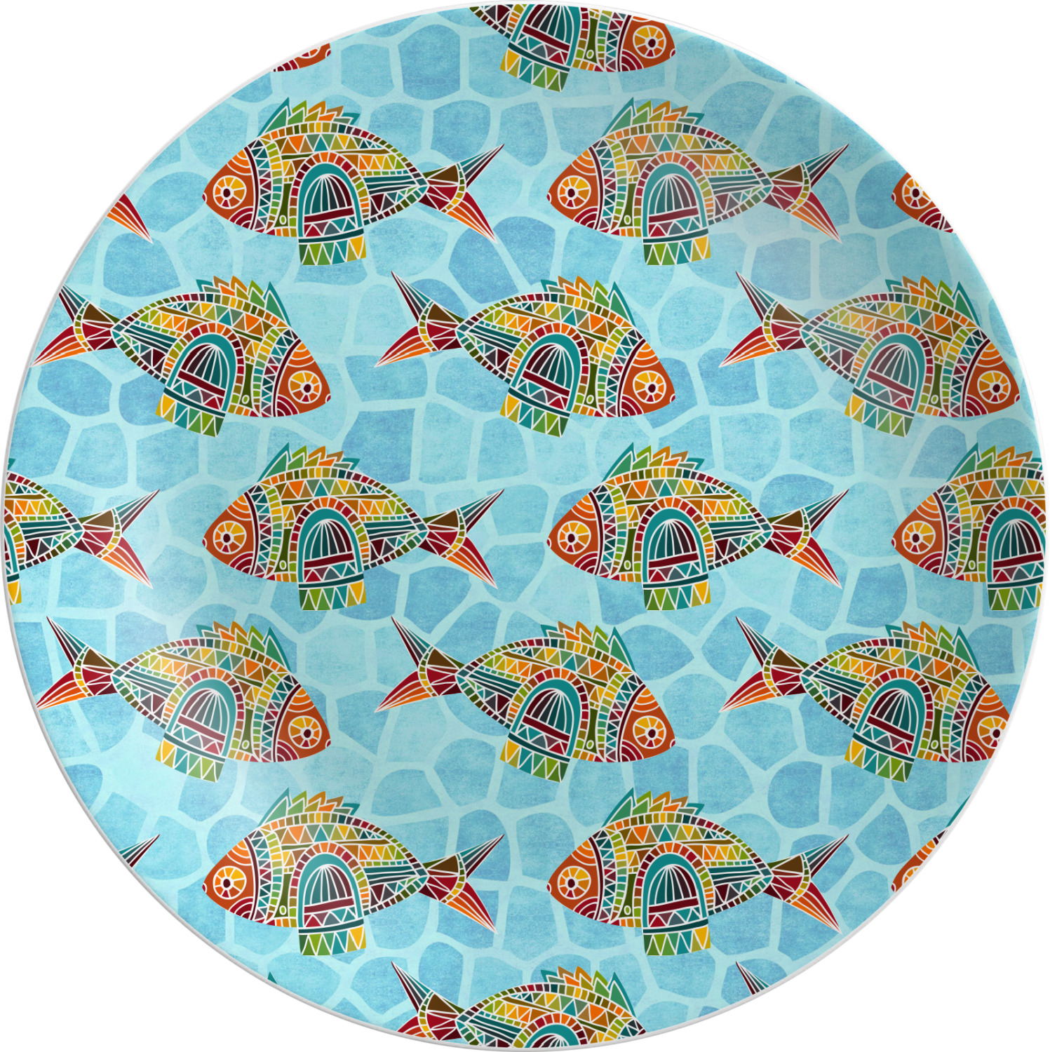 Mosaic Fish Melamine Salad Plate 8" (Personalized) YouCustomizeIt
