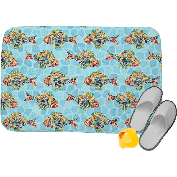 Custom Mosaic Fish Memory Foam Bath Mat - 24"x17"