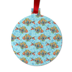 Mosaic Fish Metal Ball Ornament - Double Sided