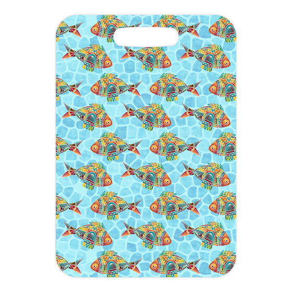 Mosaic Fish Metal Luggage Tag - Front Without Strap
