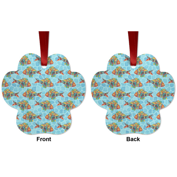 Mosaic Fish Metal Paw Ornament - Front and Back