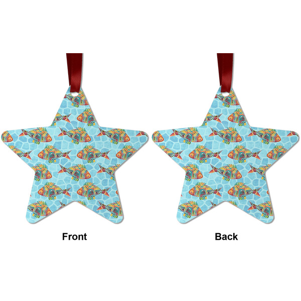 Mosaic Fish Metal Star Ornament - Front and Back