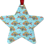 Mosaic Fish Metal Star Ornament - Double Sided