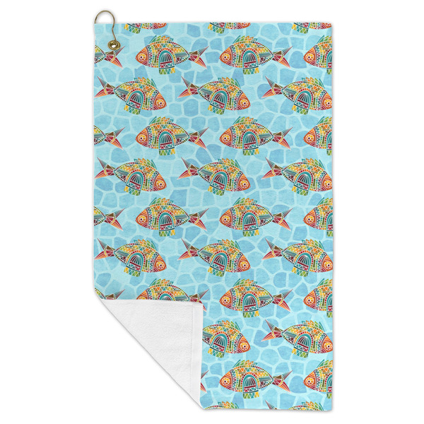 Mosaic Fish Microfiber Golf Towels - FOLD