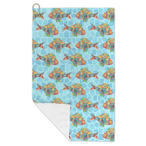 Mosaic Fish Microfiber Golf Towels - FOLD