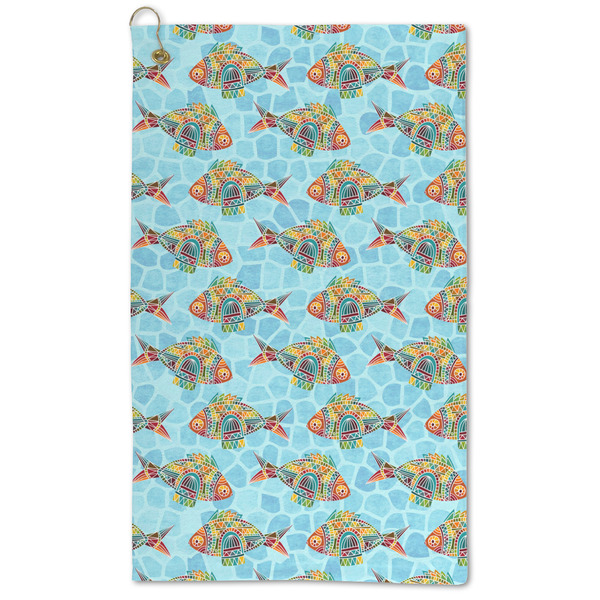 Custom Mosaic Fish Microfiber Golf Towel - Large