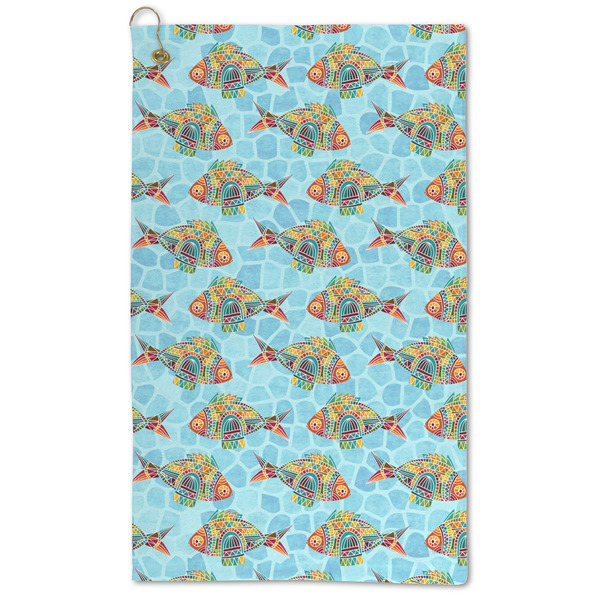 Custom Mosaic Fish Microfiber Golf Towel - Large