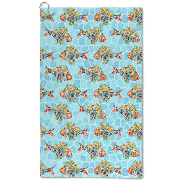Custom Mosaic Fish Microfiber Golf Towel - Large