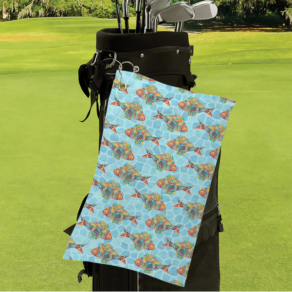 Mosaic Fish Microfiber Golf Towels - Small - LIFESTYLE