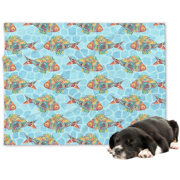 Custom Mosaic Fish Dog Blanket - Large