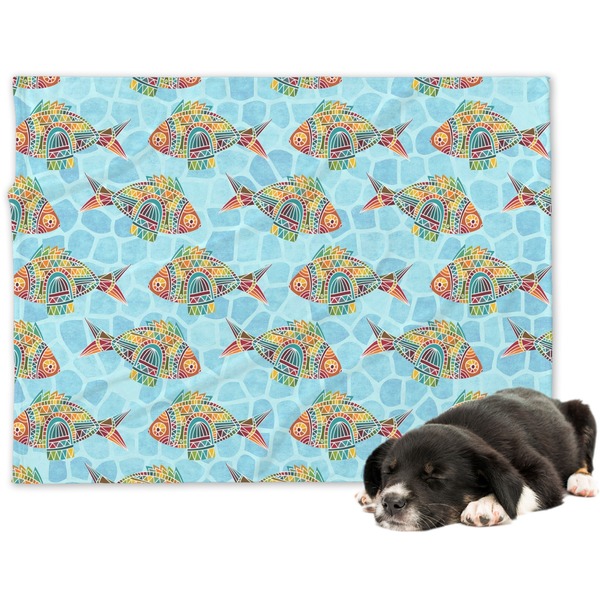 Custom Mosaic Fish Dog Blanket - Regular